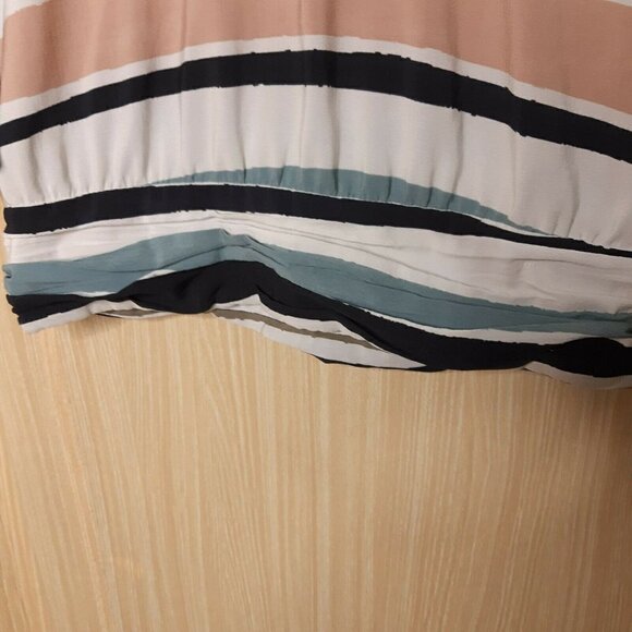 Zara Basic Watercolor Striped Blouse With Pleating - Picture 2 of 5